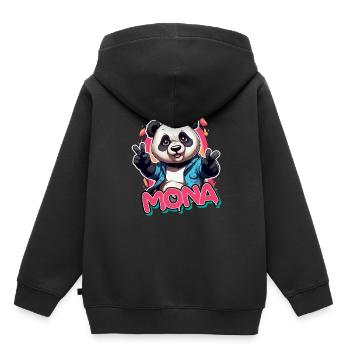 MONA - Schöner Mädchen Name mit coolem Panda - Kinder Premium Organic Hoodie - Schwarz - Hinten - AI Model Kid Male (0cm)