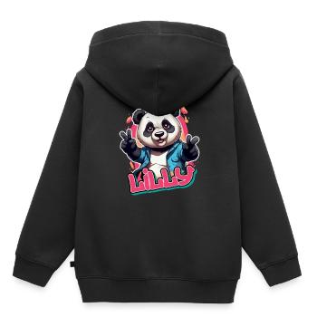LILLY - Beautiful girl name with cool panda - Kids Premium Organic Hoodie - black - Back - AI Model Kid Male (0cm)