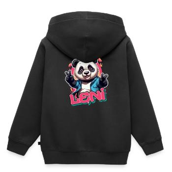 LENI - Beau nom de fille avec Cool Panda - Sweat Premium à capuche enfant bio - noir - Dos - AI Model Kid Male (0cm)