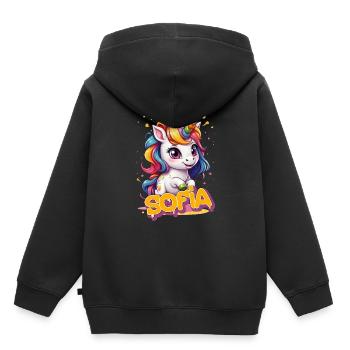 SOFIA - Beautiful girl name with cute unicorn - Kids Premium Organic Hoodie - black - Back - AI Model Kid Male (0cm)