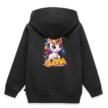 ELENA - Schöner Mädchen Name mit süßem Einhorn - Kinder Premium Organic Hoodie - Schwarz - Hinten - AI Model Kid Male (0cm)