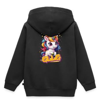 ELLE - Schöner Mädchen Name mit süßem Einhorn - Kinder Premium Organic Hoodie - Schwarz - Hinten - AI Model Kid Male (0cm)
