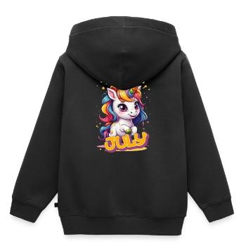 JULY - Beautiful girl name with cute unicorn - Kids Premium Organic Hoodie - black - Back - AI Model Kid Male (0cm)