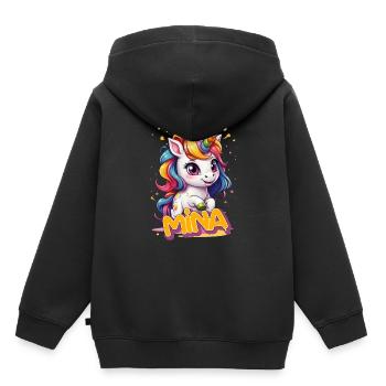 MINA - Schöner Mädchen Name mit süßem Einhorn - Kinder Premium Organic Hoodie - Schwarz - Hinten - AI Model Kid Male (0cm)