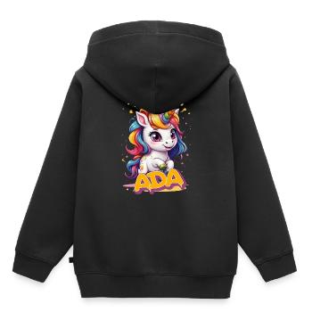 ADA - Schöner Mädchen Name mit süßem Einhorn - Kinder Premium Organic Hoodie - Schwarz - Hinten - AI Model Kid Male (0cm)