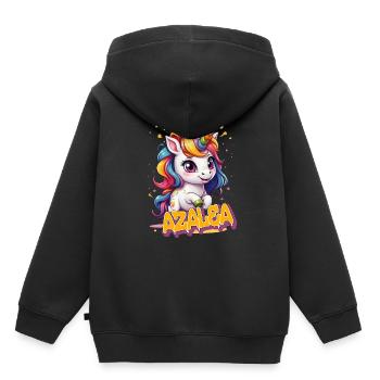 AZALEA - Beautiful girl name with cute unicorn - Kids Premium Organic Hoodie - black - Back - AI Model Kid Male (0cm)