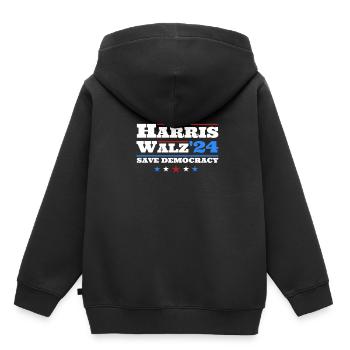 Kamala Harris & Tim Walz 2024 T-shirt classique - Sweat Premium à capuche enfant bio - noir - Dos - AI Model Kid Male (0cm)