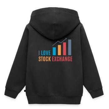 Bourse / Wall Street - I love Stock Exchange - Sweat Premium à capuche enfant bio - noir - Dos - AI Model Kid Male (0cm)