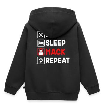 Cyber programmeur cybersécurité Hacker - Sweat Premium à capuche enfant bio - noir - Dos - AI Model Kid Male (0cm)