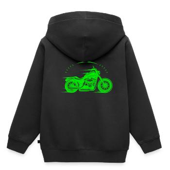 Moto - motorbike - Machine - Lifestyle - Sweat Premium à capuche enfant bio - noir - Dos - AI Model Kid Male (0cm)
