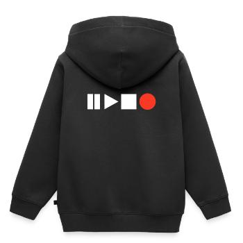bouton démarrer l'enregistrement - Sweat Premium à capuche enfant bio - noir - Dos - AI Model Kid Male (0cm)