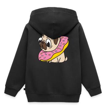 Mops Donut Hund Tiere Haustiere - Kinder Premium Organic Hoodie - Schwarz - Hinten - AI Model Kid Male (0cm)