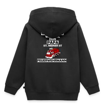 Feuerwehrmann | Feuerwehr | mein Papa ist - Kinder Premium Organic Hoodie - Schwarz - Hinten - AI Model Kid Male (0cm)