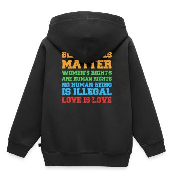 Menschenrechte Gleichberechtigung Statement - Kinder Premium Organic Hoodie - Schwarz - Hinten - AI Model Kid Male (0cm)