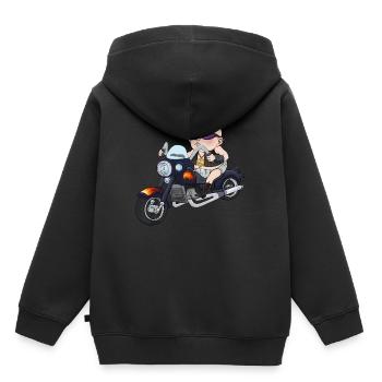 Cool moto chopper biker bébé punker paix - Sweat Premium à capuche enfant bio - noir - Dos - AI Model Kid Male (0cm)