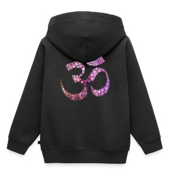 Bouddhisme méditation OM rose - Sweat Premium à capuche enfant bio - noir - Dos - AI Model Kid Male (0cm)