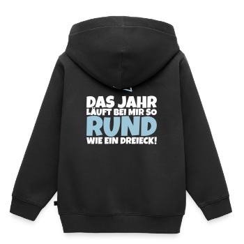 Das Jahr läuft bei mir so rund wie ein Dreieck! - Kinder Premium Organic Hoodie - Schwarz - Hinten - AI Model Kid Male (0cm)