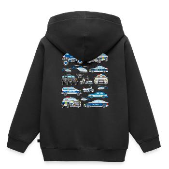 Polizeiauto Kinder Polizei Motorrad Hubschrauber - Kinder Premium Organic Hoodie - Schwarz - Hinten - AI Model Kid Male (0cm)