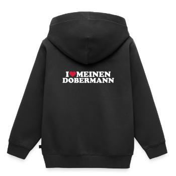 Dobermann - Kinder Premium Organic Hoodie - Schwarz - Hinten - AI Model Kid Male (0cm)
