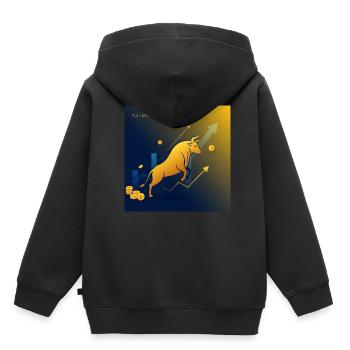 Golden Trading Bull - Succès, Richesse, Argent - Sweat Premium à capuche enfant bio - noir - Dos - AI Model Kid Male (0cm)