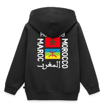 Maroc Amazigh - Sweat Premium à capuche enfant bio - noir - Dos - AI Model Kid Male (0cm)