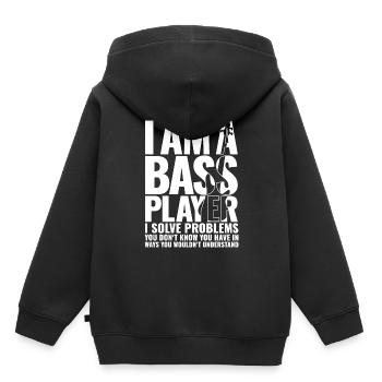 I AM A BASS PLAYER for best bassist bass player - Kinder Premium Organic Hoodie - Schwarz - Hinten - AI Model Kid Male (0cm)