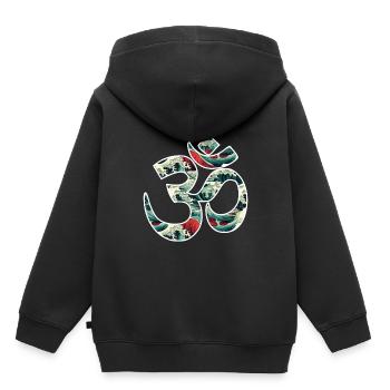 Résonance cosmique : le Om sacré - Sweat Premium à capuche enfant bio - noir - Dos - AI Model Kid Male (0cm)