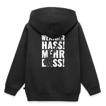 Moins de haine, plus de basses ! - Sweat Premium à capuche enfant bio - noir - Dos - AI Model Kid Male (0cm)