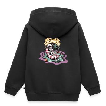 Squelette relaxant pour Halloween - Sweat Premium à capuche enfant bio - noir - Dos - AI Model Kid Male (0cm)