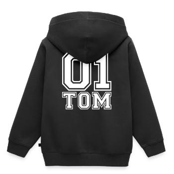 Tom - Nom - Sweat Premium à capuche enfant bio - noir - Dos - AI Model Kid Male (0cm)
