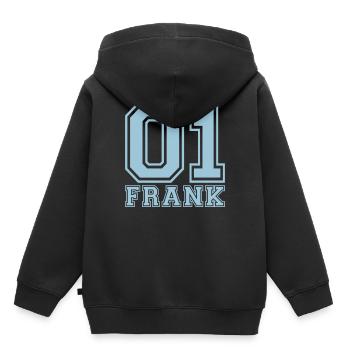 Frank - Name - Kinder Premium Organic Hoodie - Schwarz - Hinten - AI Model Kid Male (0cm)