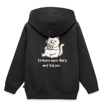 Erobere mein Herz mit Keksen Fantasy Katze Kinder - Kinder Premium Organic Hoodie - Schwarz - Hinten - AI Model Kid Male (0cm)