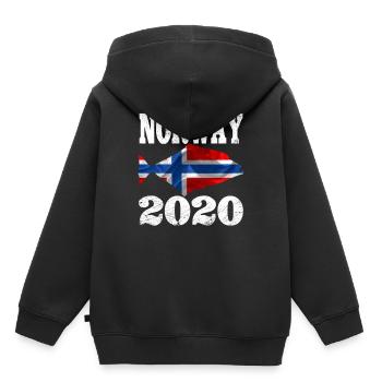 Angler Norway 2019 shirt de drapeau de pêche au flétan - Sweat Premium à capuche enfant bio - noir - Dos - AI Model Kid Male (0cm)