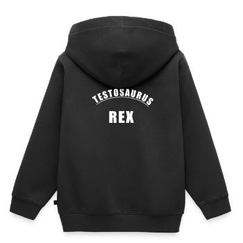 Testosaurus Rex Lustig Sport Humor - Kinder Premium Organic Hoodie - Schwarz - Hinten - AI Model Kid Male (0cm)