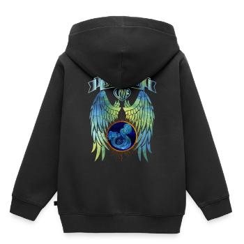 Sternzeichen Wassermann - Kinder Premium Organic Hoodie - Schwarz - Hinten - AI Model Kid Male (0cm)