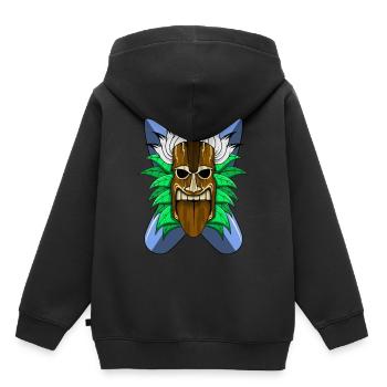 Masque TIKI - Sweat Premium à capuche enfant bio - noir - Dos - AI Model Kid Male (0cm)