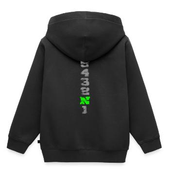 1N23456 used look - Sweat Premium à capuche enfant bio - noir - Dos - AI Model Kid Male (0cm)