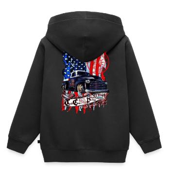 Chevy Vintage V8 Pickup LKW Amerikanisches Design - Kinder Premium Organic Hoodie - Schwarz - Hinten - AI Model Kid Male (0cm)