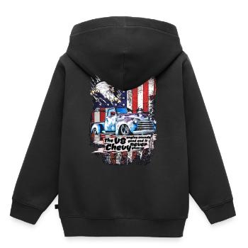 Legendärer V8 Chevy Pickup LKW USA Adler - Kinder Premium Organic Hoodie - Schwarz - Hinten - AI Model Kid Male (0cm)