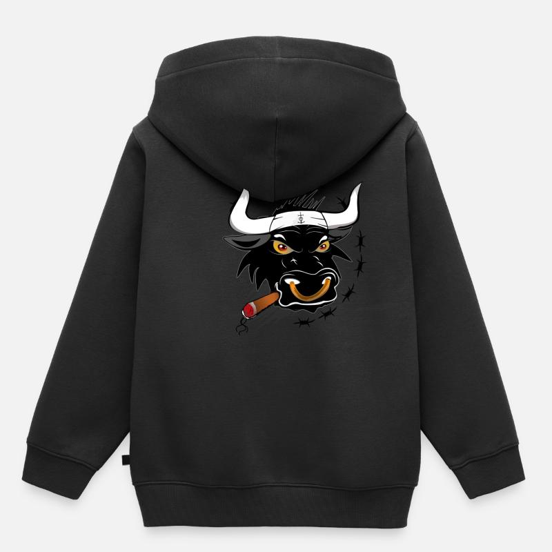 TAUREAU CAMARGUE - Sweat Premium à capuche enfant bio - noir