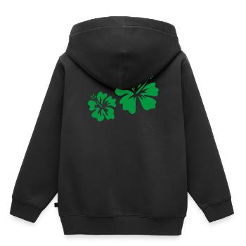 Hibiscus vert - Sweat Premium à capuche enfant bio - noir - Dos - AI Model Kid Male (0cm)