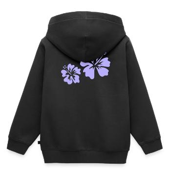 Lila Hibiskus - Kinder Premium Organic Hoodie - Schwarz - Hinten - AI Model Kid Male (0cm)