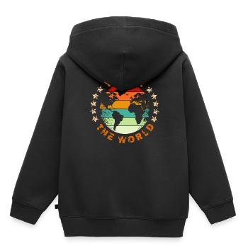 Nous sommes le monde - Sweat Premium à capuche enfant bio - noir - Dos - AI Model Kid Male (0cm)