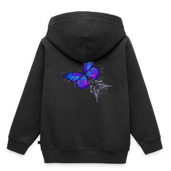 Butterfly blue and purple with starry sky - Kids Premium Organic Hoodie - black - Back - AI Model Kid Male (0cm)