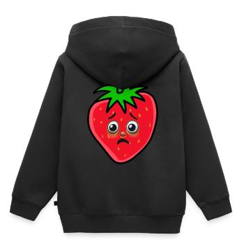 Fraise Fraises Fruits - Sweat Premium à capuche enfant bio - noir - Dos - AI Model Kid Male (0cm)