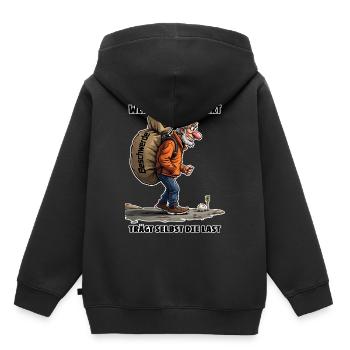 Wer sich beschwert, trägt selbst die Last - Kinder Premium Organic Hoodie - Schwarz - Hinten - AI Model Kid Male (0cm)