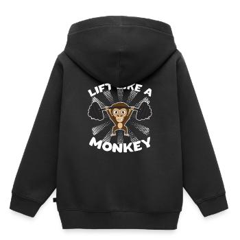 Singe Fitness Sports Bicep Cadeau - Sweat Premium à capuche enfant bio - noir - Dos - AI Model Kid Male (0cm)