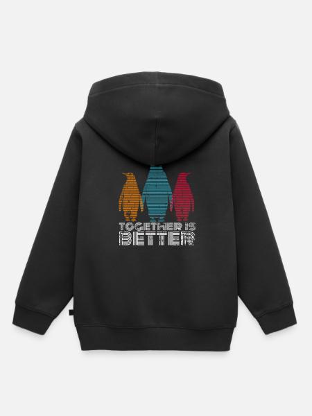 Pinguin Bande - Kinder Premium Organic Hoodie - Schwarz