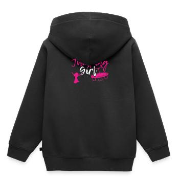 jumping trampoline girl jump jump tramp gift - Kids Premium Organic Hoodie - black - Back - AI Model Kid Male (0cm)