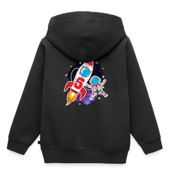 5ème anniversaire de la fusée astronaute spatiale - Sweat Premium à capuche enfant bio - noir - Dos - AI Model Kid Male (0cm)